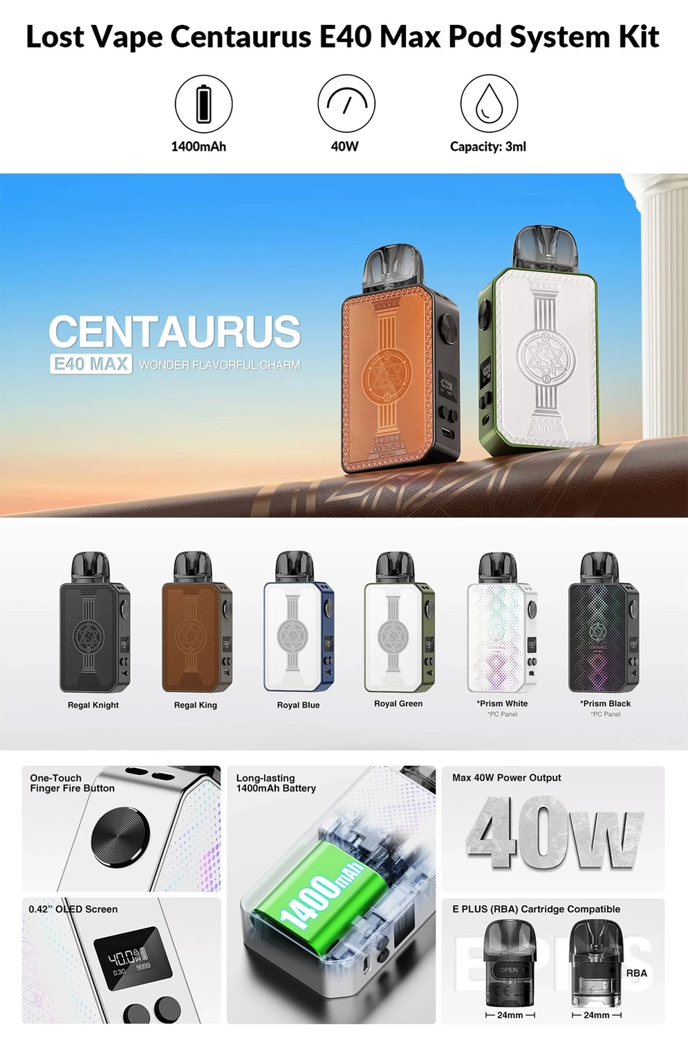 Lost vape Centaurus E40 Max 1400mAh Pod Kit 1