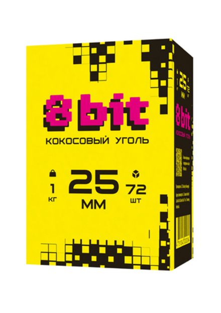 Кокосовый уголь для кальяна 8 BIT 25мм (72шт) 1